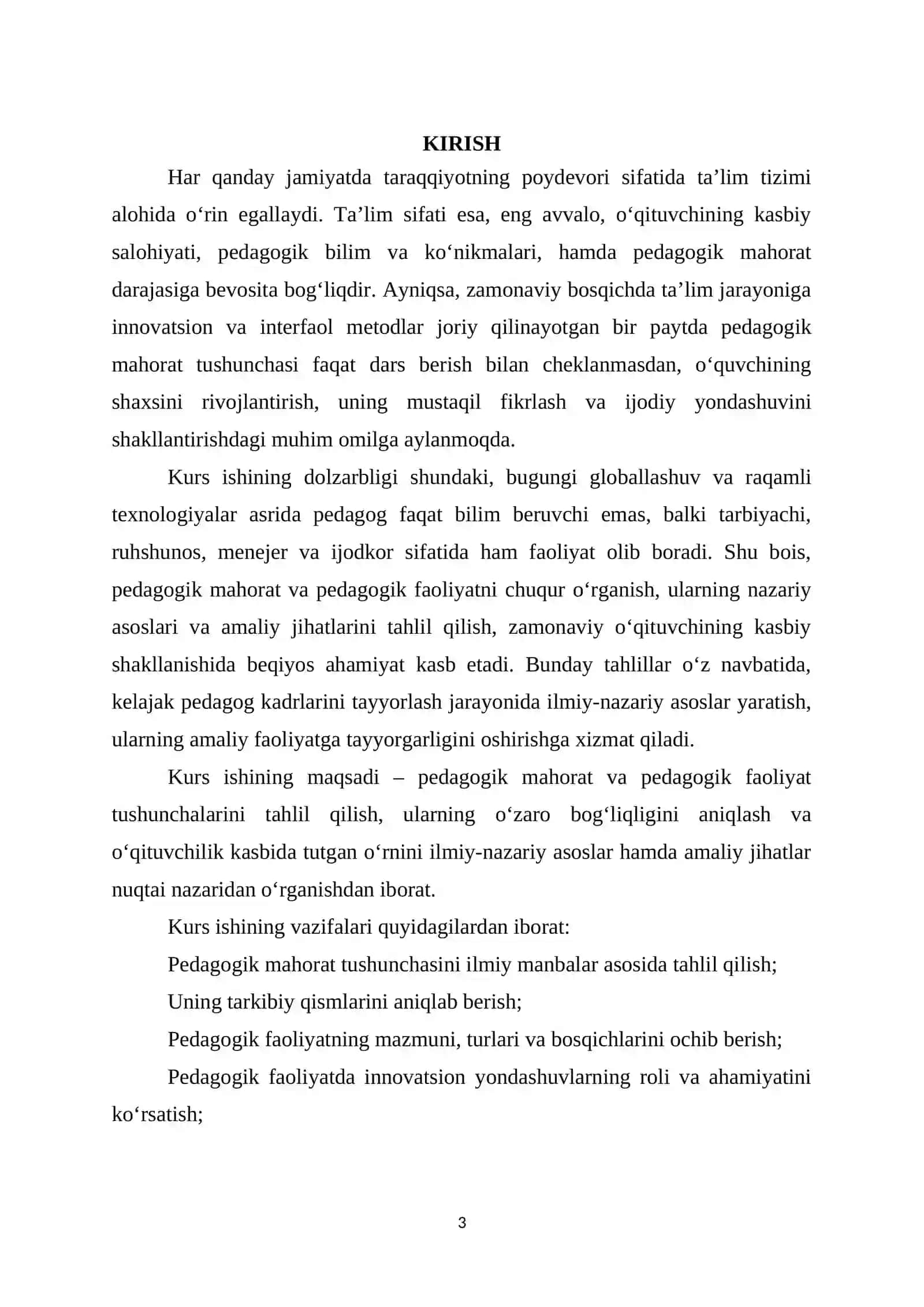 BO‘LAJAK O‘QITUVCHILAR PEDAGOGIK MAHORATINING NAZARIY VA METODOLOGIK ASOSLARI MAVZUSI 3