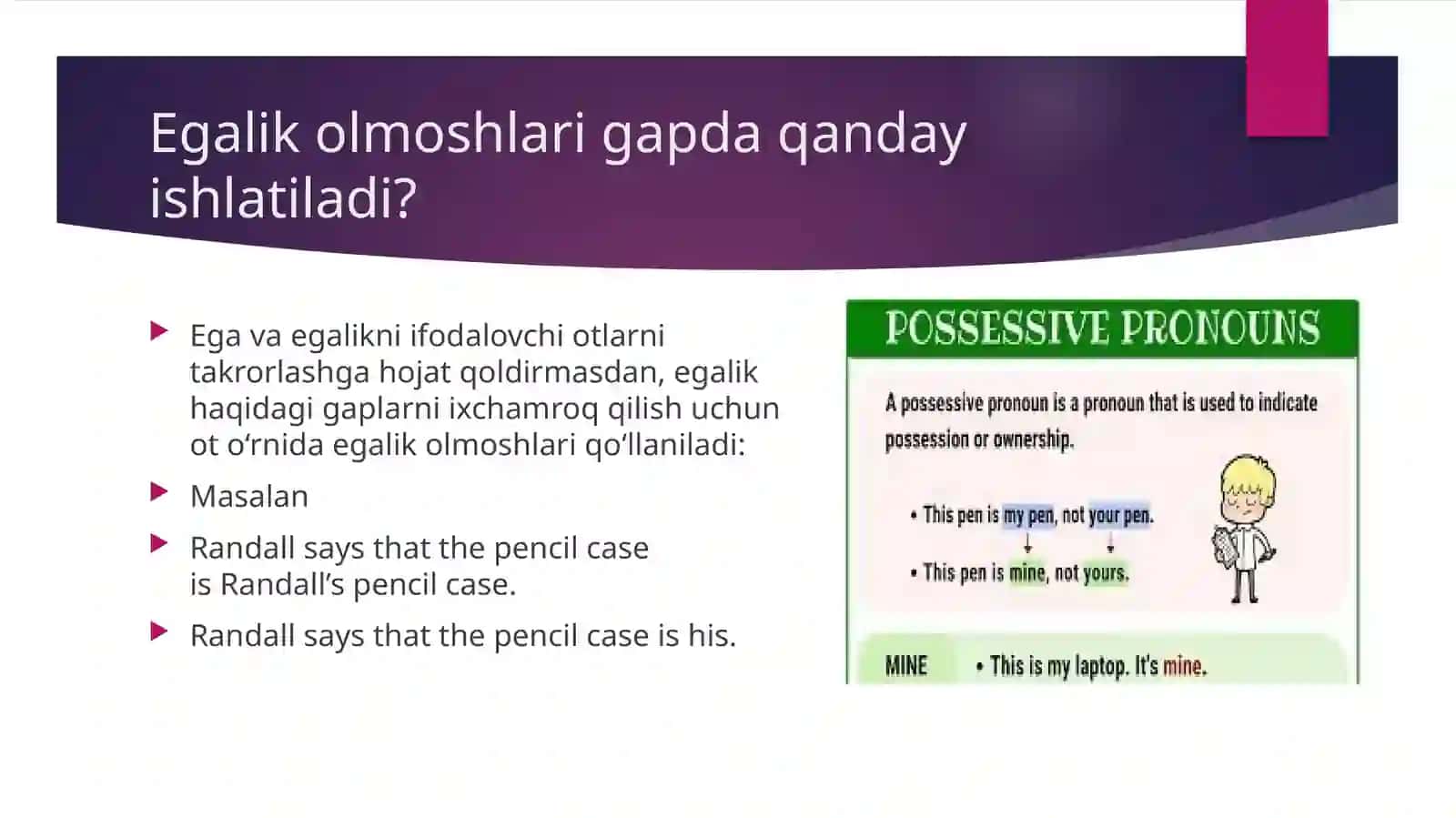 Egalik olmoshlari 3