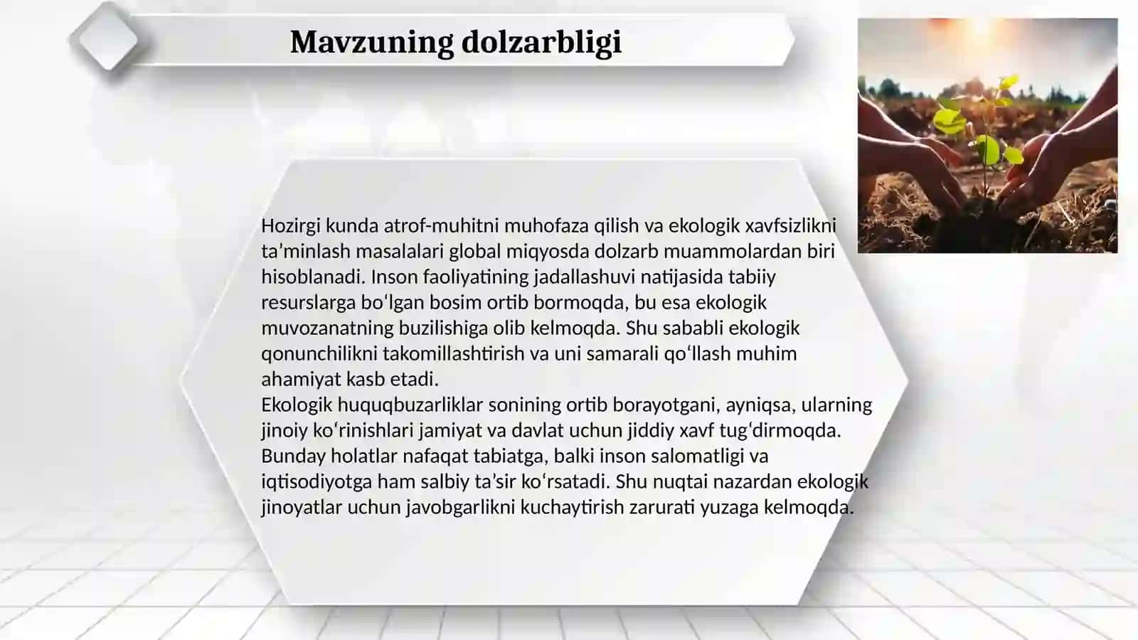 “EKOLOGIKQONUNCHILIKNI BUZGANLIK UCHUN JINOIY JAVOBGARLIKNI TAKOMILLASHTIRISH MUAMMOLARI” 3