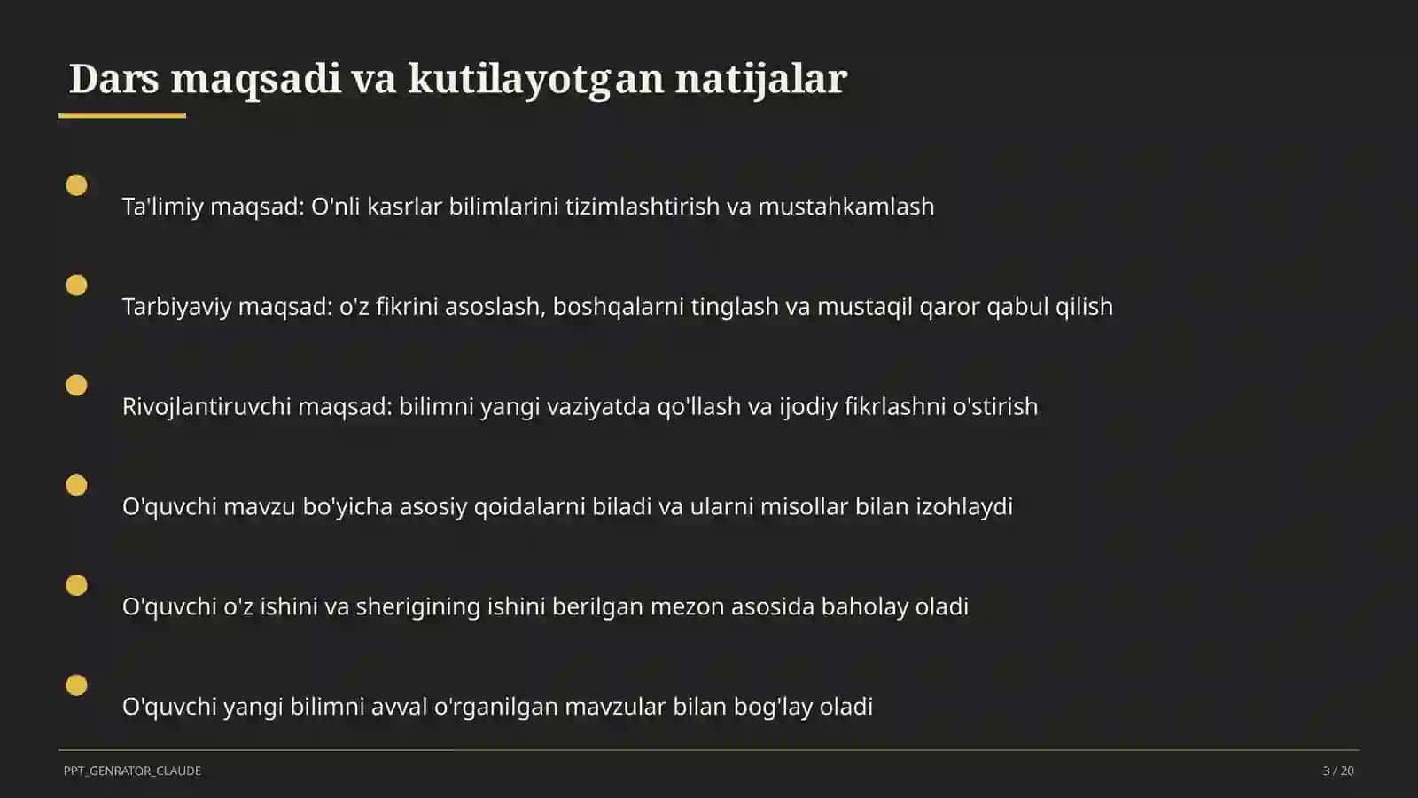 O'nli kasrlar (5-sinf) 3