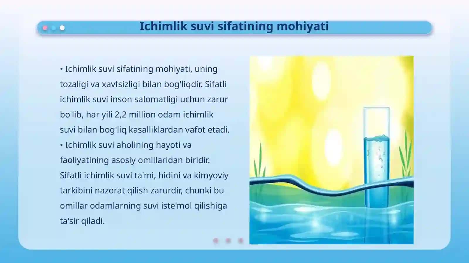 Ichimlik suvi sifatini yaxshilashning asosiy usullari 3