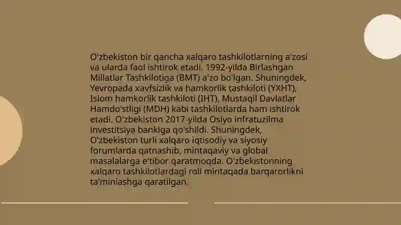 O'zbekiston va jahon hamjamiyati by Madaminova Sevinch 3