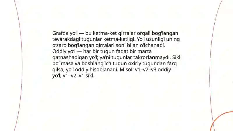 Graflarning yo'llari va sxemalari 3