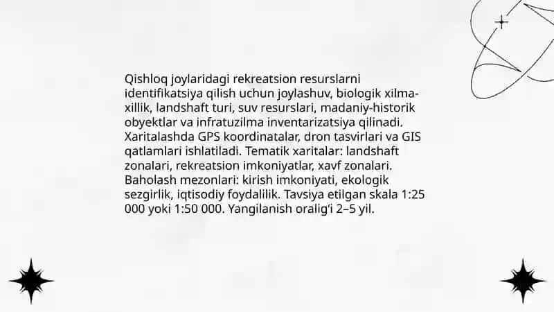 Qishloq joylarida ekoturizm obyekti sifatida rekreatsion resurslardan foydalanish 3