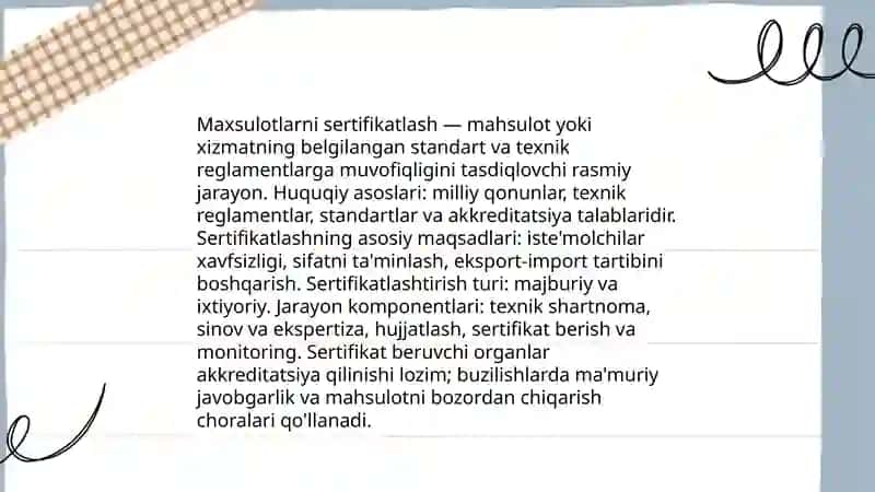 Maxsulotlarni sertifikatlash tartibi va bosqichi 3