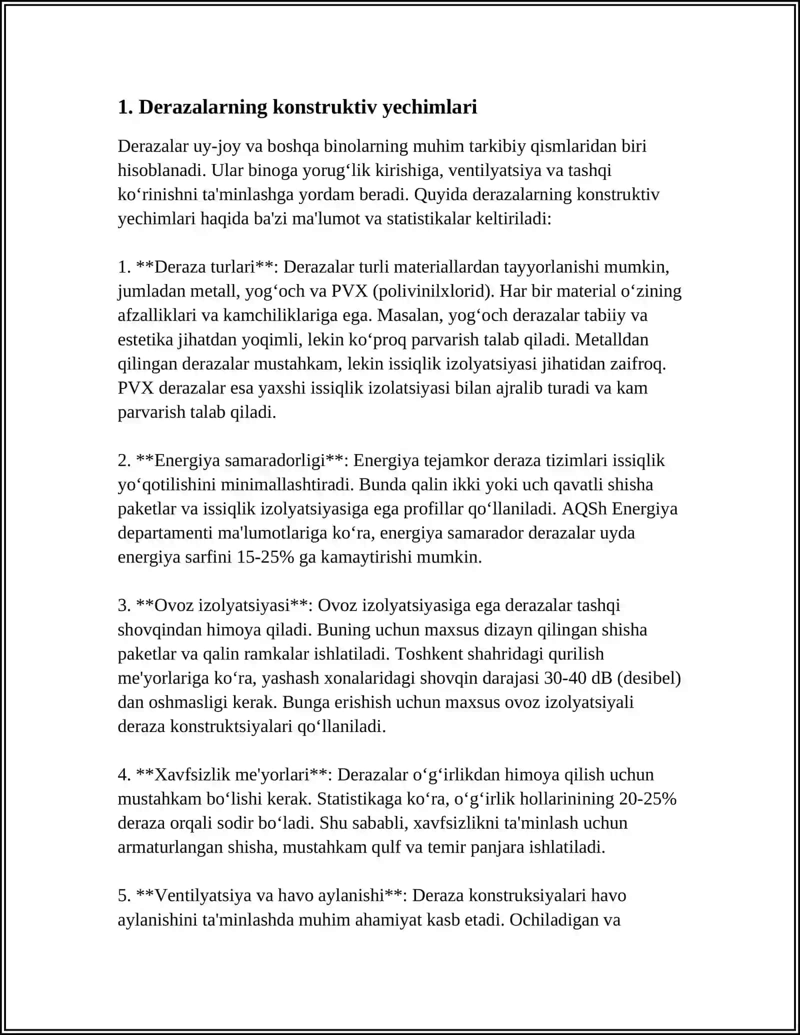 DERAZALAR, ESHIKLAR, VITRAJLAR VA ULARNING KONSTRUKTIV YECHIMLARI 3