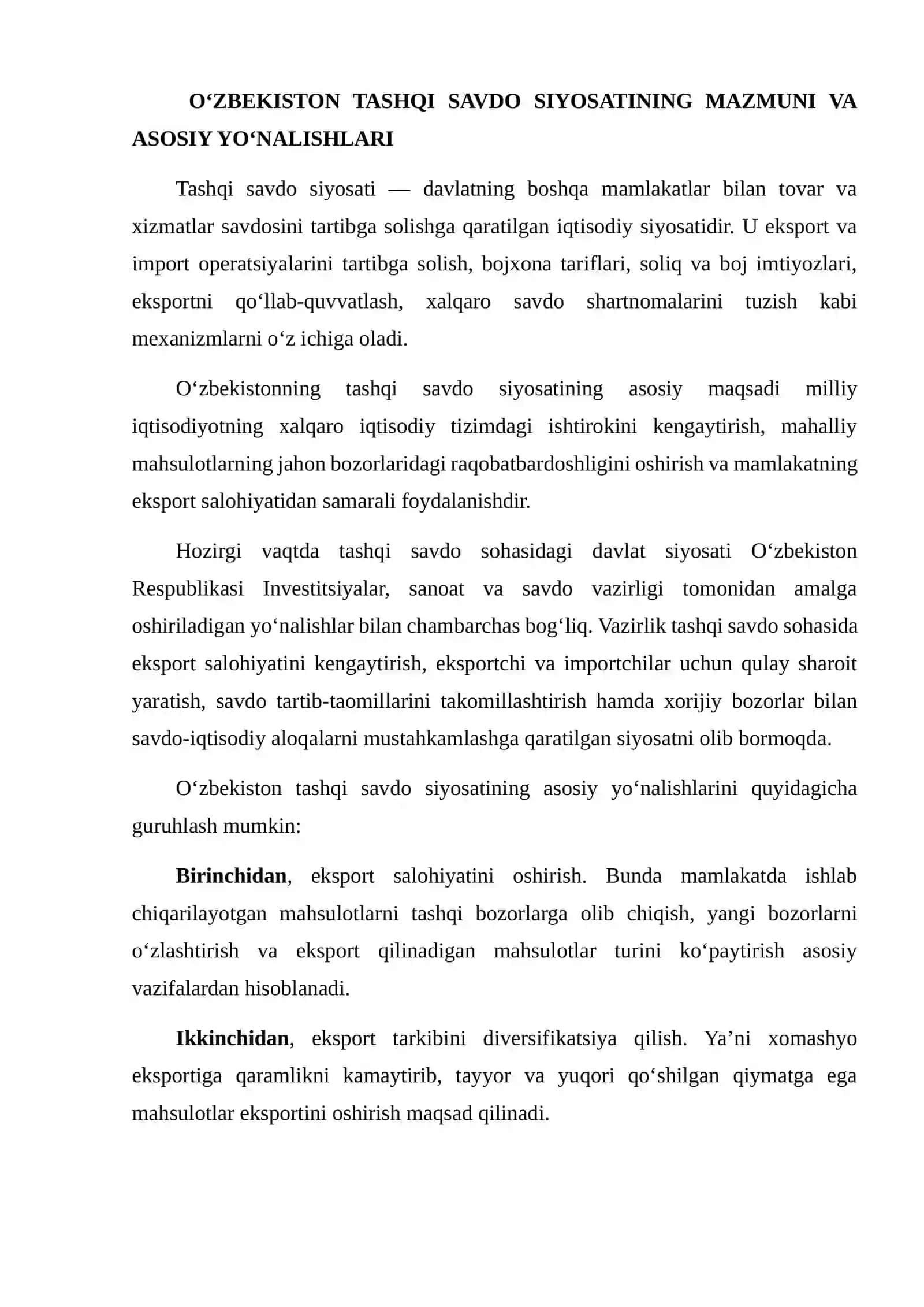 O'ZBEKISTONNING TASHQI SAVDO SIYOSATI 3