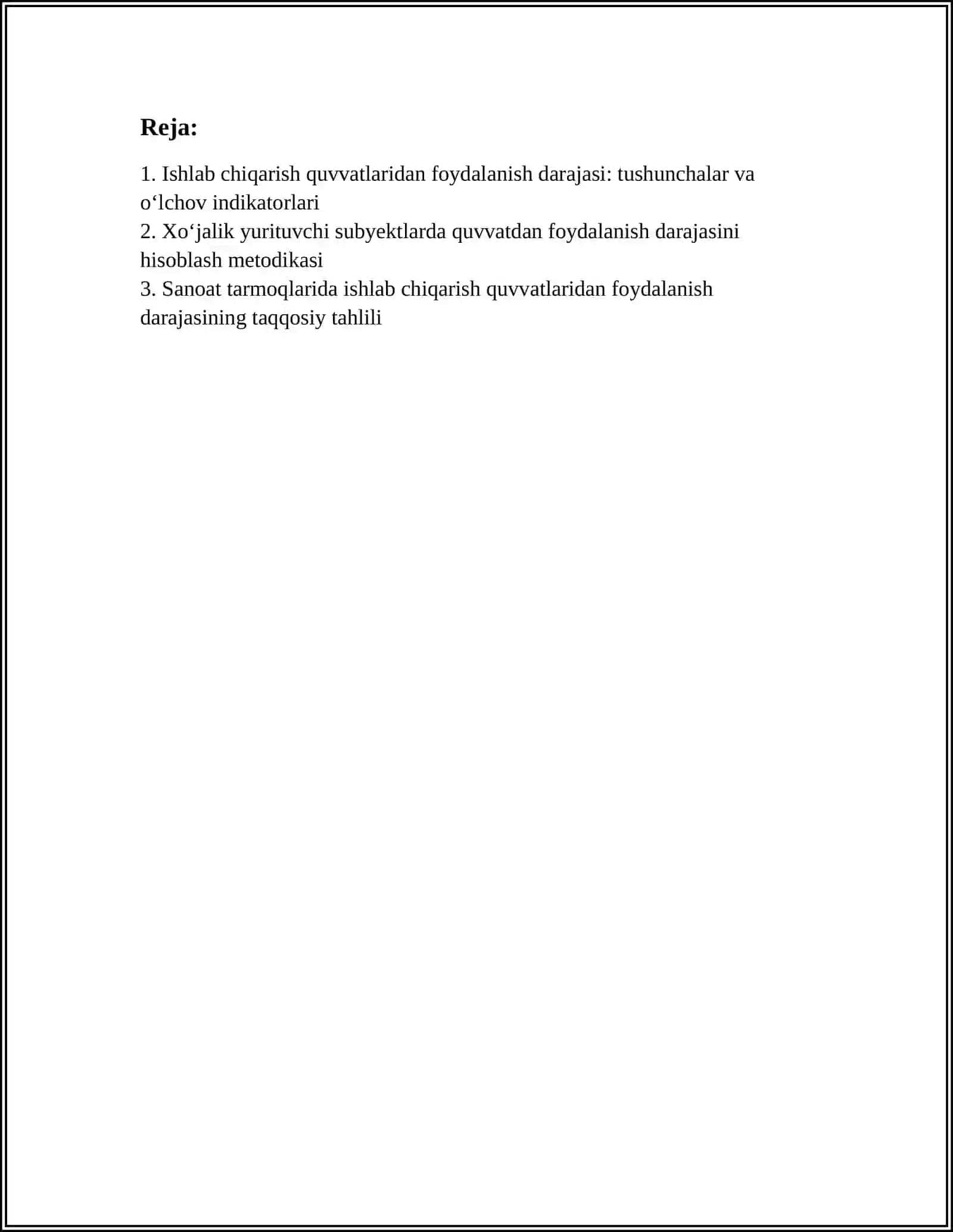 XOʻJALIK YURITUVCHI SUBYEKTLARDA ISHLAB CHIQARISH QUVVATLARIDAN FOYDALANISH DARAJASINING TAHLILI 3