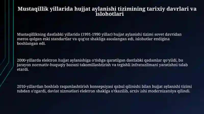Mustaqillik yillarida hujjatchilik tizimi islohotlari 3