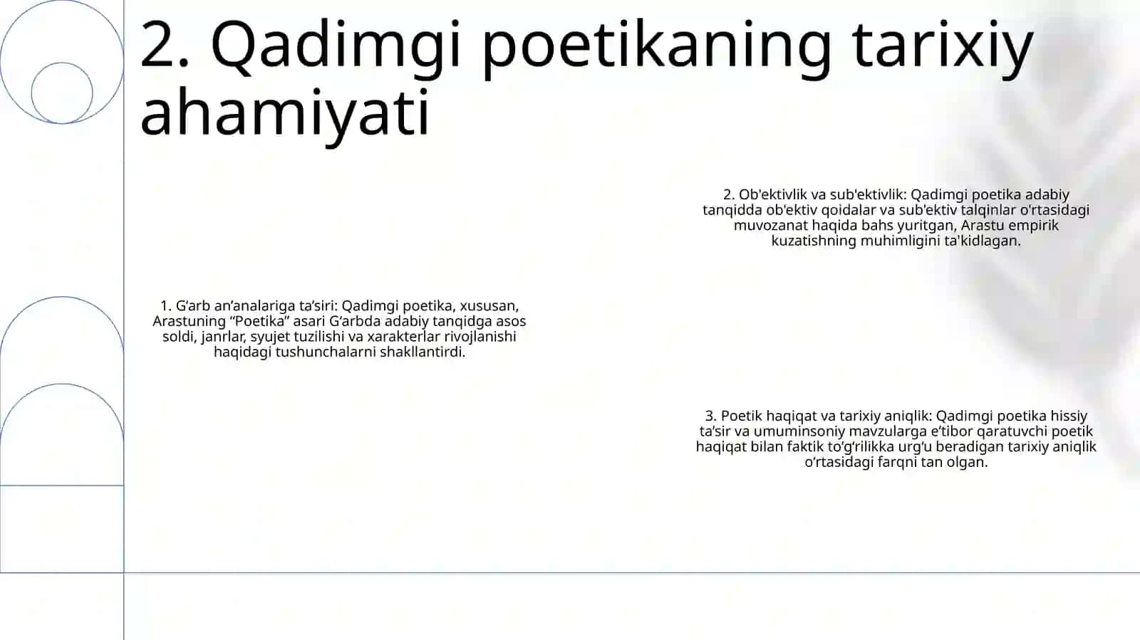 Qadimgi Adabiyotlar Poetikasi. Poetikaning Umumiy Masalasi. Aristotel "Poetika"Si 3