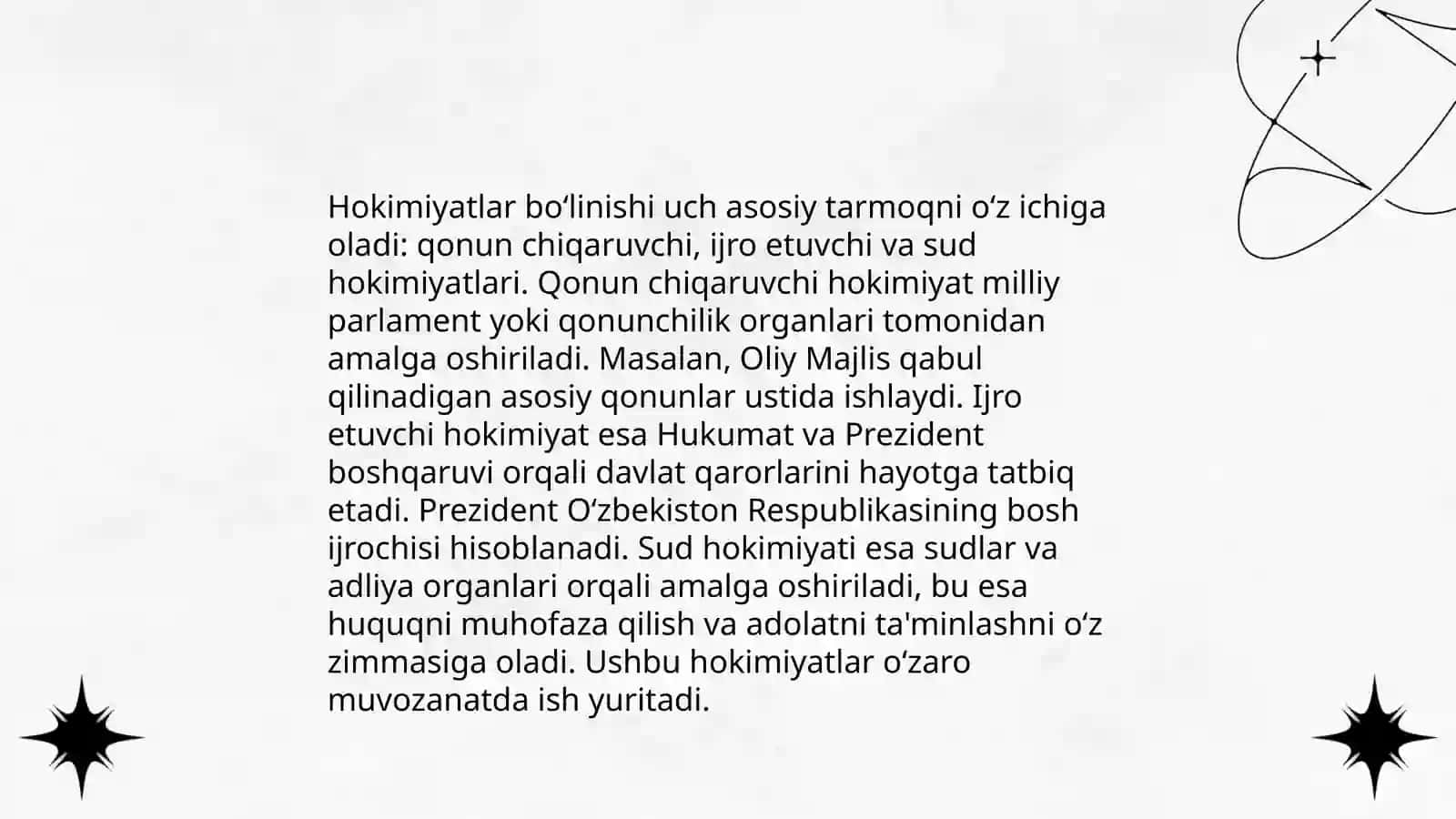Oʻzbekiston Respublikasida hokimiyatlar boʻlinishi prinsipi 3