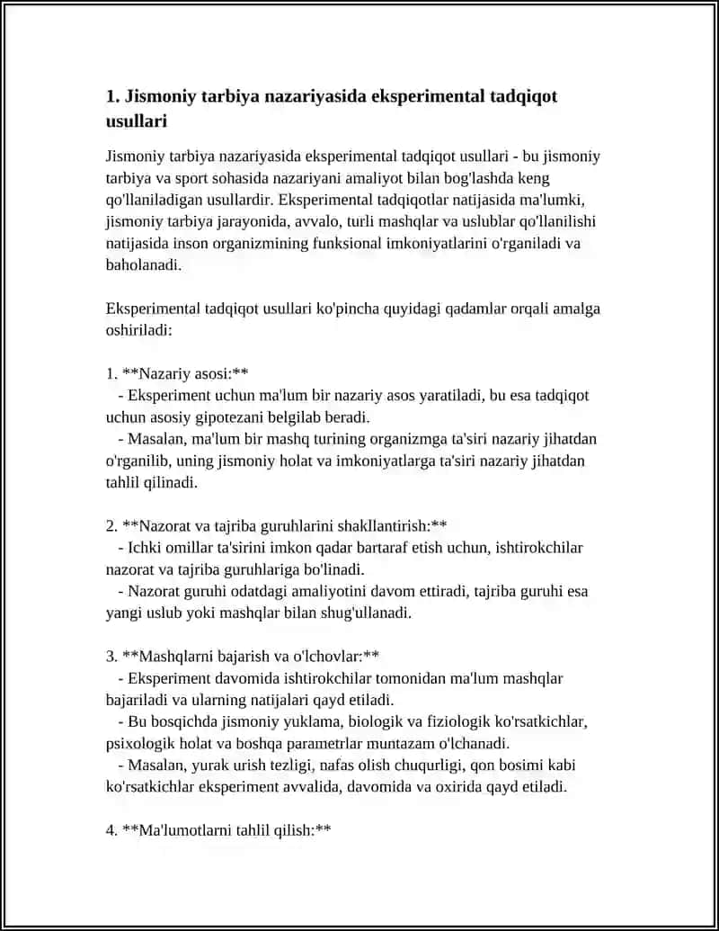 Jismoniy tarbiya nazariyasida eksperimental tadqiqot usullari 3