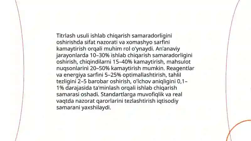 Titrlash usulining xalq xo'jaligidagi ahamiyati 3