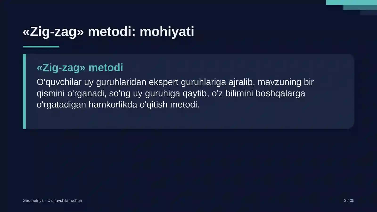 geometriya darslarida zig zag metodidan foydalanish 8181 3