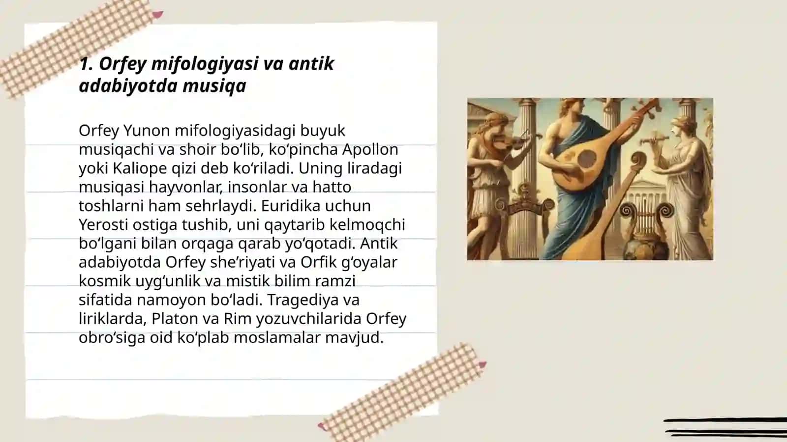 Orfey mifologiyasi va antik adabiyotda musiqa 3