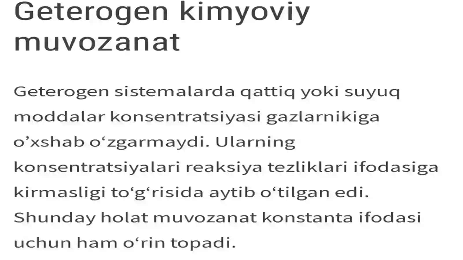 Geterogen sistemada buladigan kimyoviy muvozanat 3