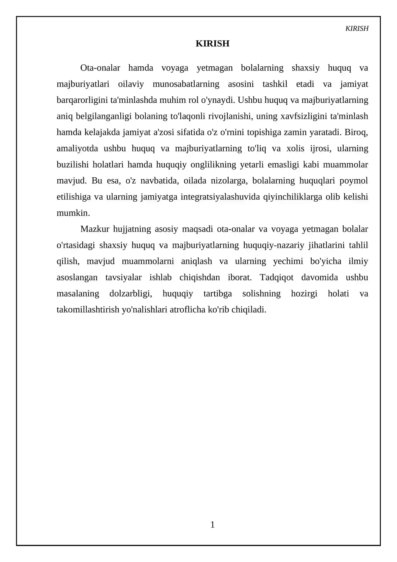 Ota-onaning voyaga yetmagan farzand oldidagi shaxsiy huquqlari va majburiyatlari 3