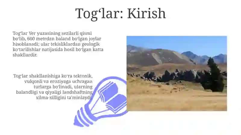 Togʻlar va tekisliklar, ularning turlari 3