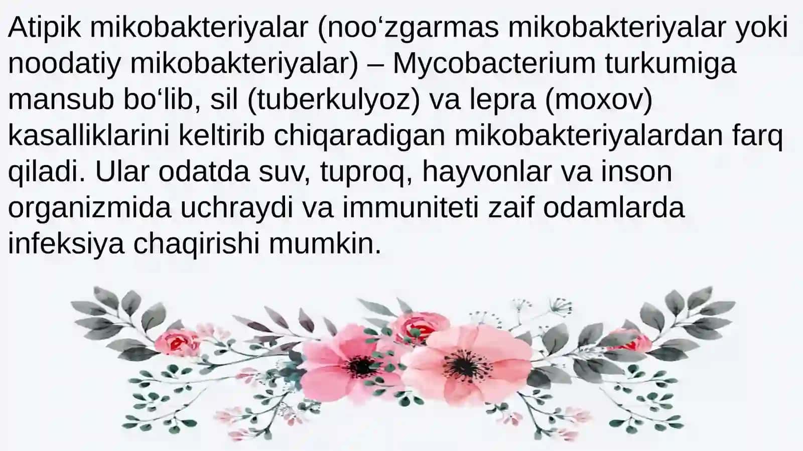 Atipikmikobakteriyalar vaularning ahamiyati 3