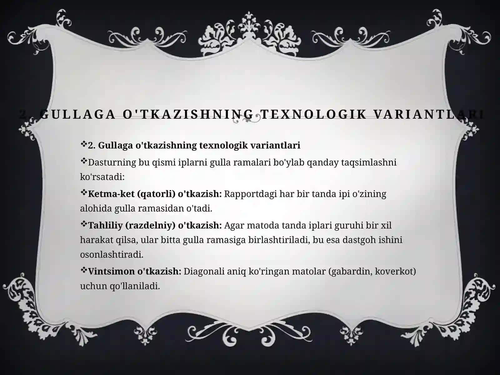 To'qimaning to'liq taxtlash dasturi 3