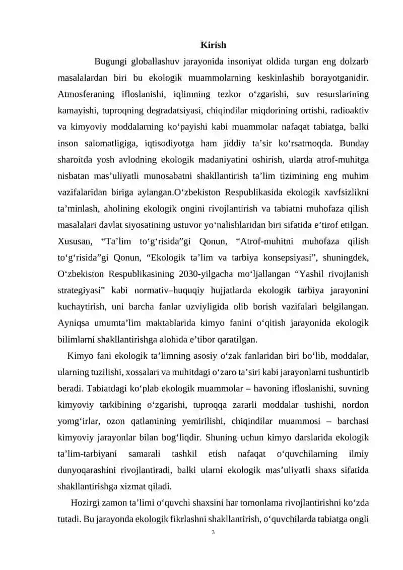 Kimyo darslarida o'quvchilarga ekologik talim tarbiya berish metodikasi 3