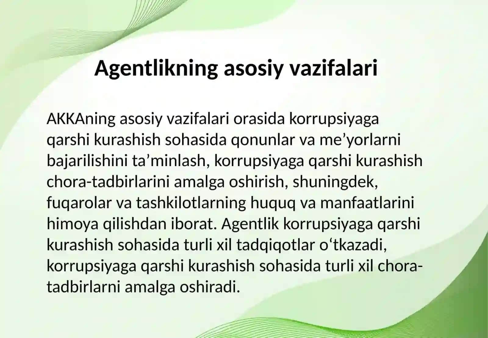 Oʻzbekiston respublikasida korrupsiyaga qarshi kurashish agentligining vazifa va vakolatlari 3