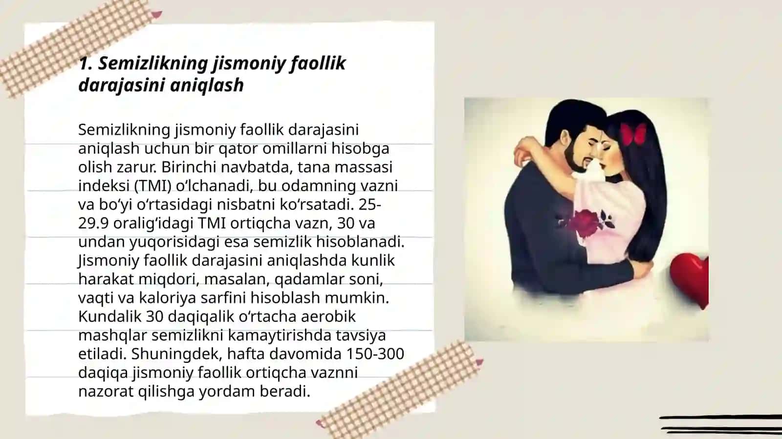Semizlikning turli darajalarida taxminiy mashqlar majmuasi 3
