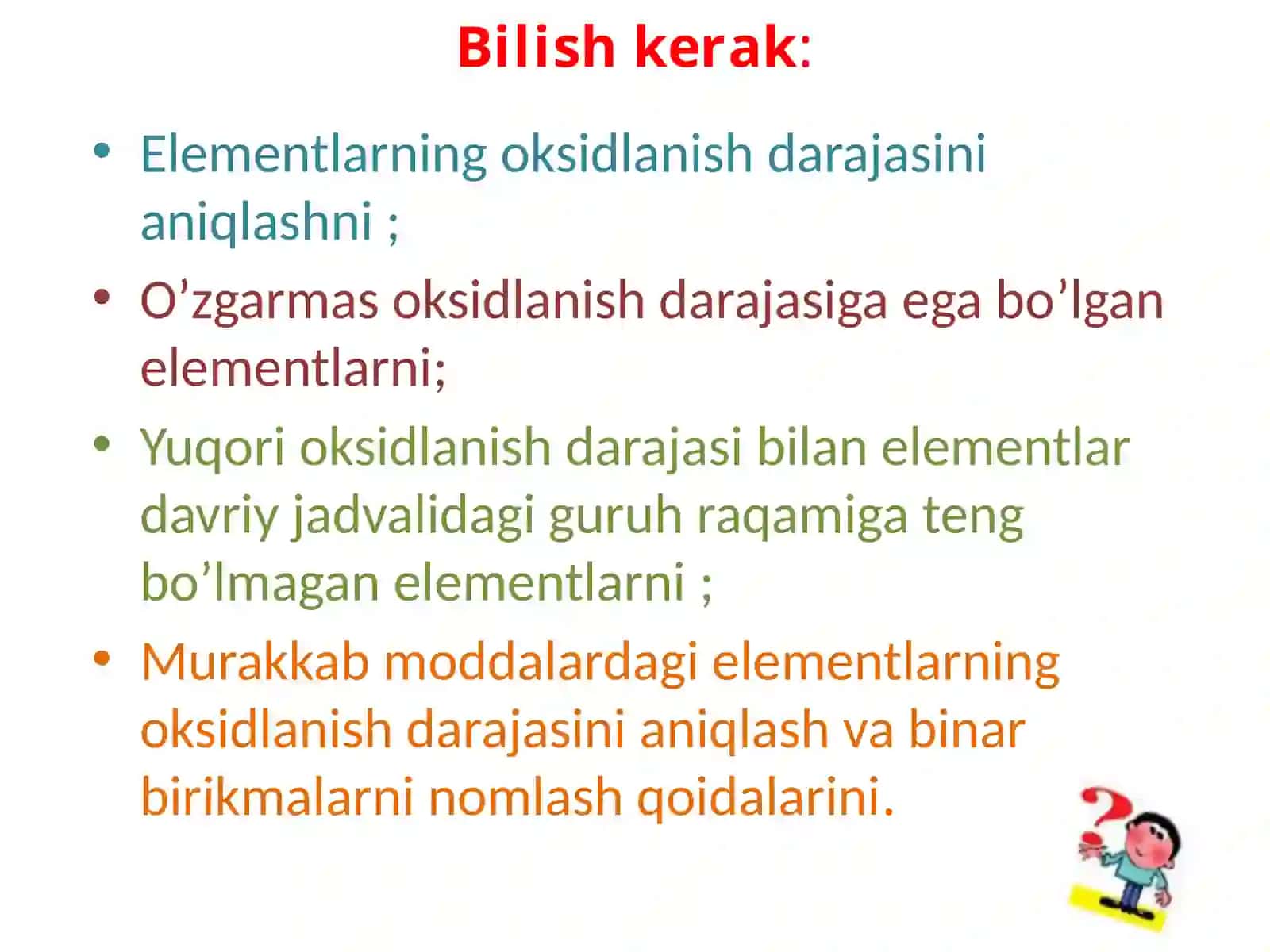 Elementlarning oksidlanish darajasi 3