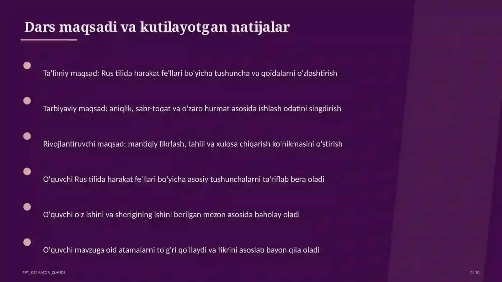 Rus tilida harakat fe'llari (6-sinf) 3