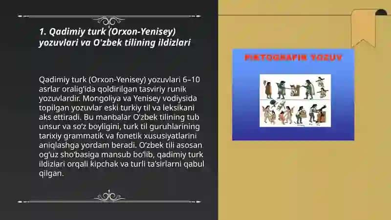 Qadimiy turk (Orxon-Yenisey) yozuvlari va O'zbek tilining ildizlari 3