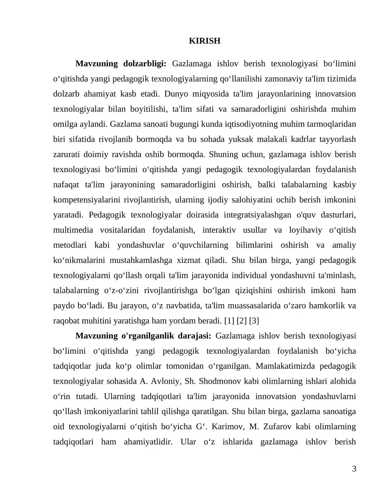 Gazlamaga ishlov berish texnologiyasi bo’limini o’qitishdagi yangi pedagogik texnologiyalardan foydalanish metodikasi 3