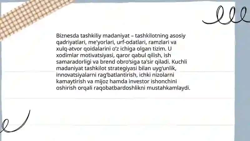 Biznesda tashkiliy madaniyatlar 3