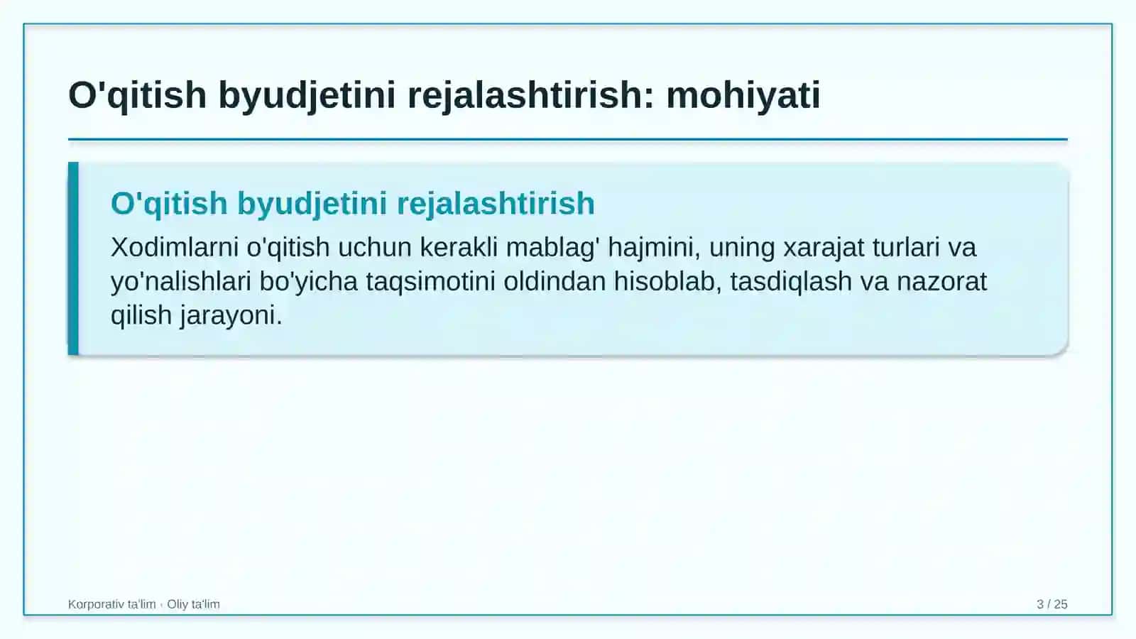Yilqichilikda o'qitish byudjetini rejalashtirish 3