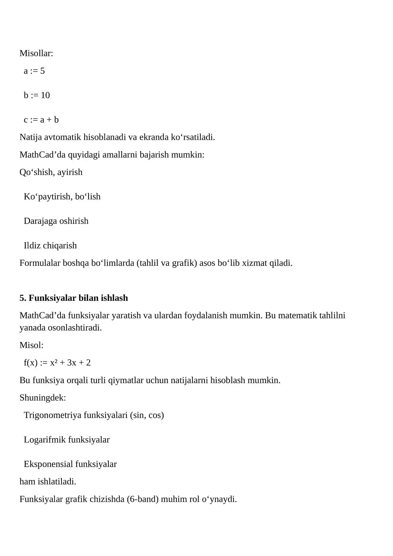 MathCad tizimlari va ularning imkoniyatlari 3