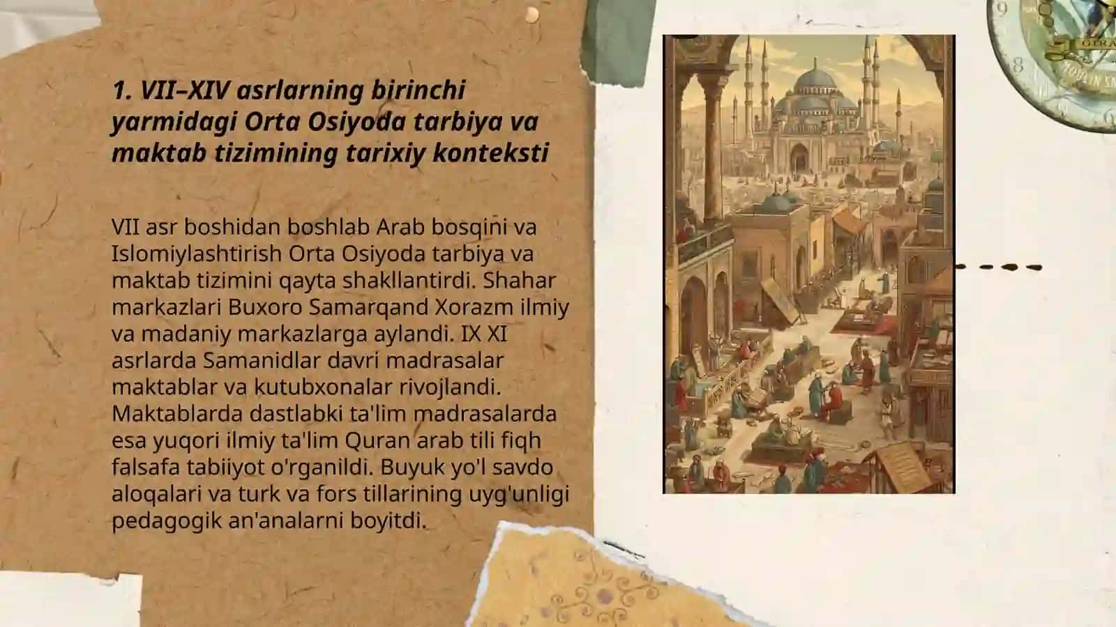VII asrdan XIV asrning birinchi yarmigacha Orta Osiyoda tarbiya,maktab va pedagogik fikrlar 3