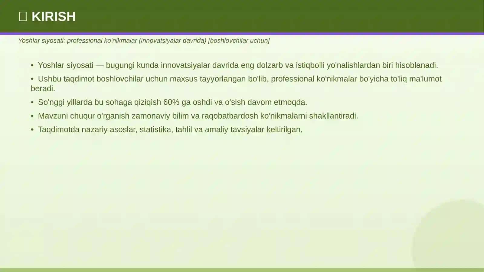 YOSHLAR SIYOSATI Professional Taqdimot 3