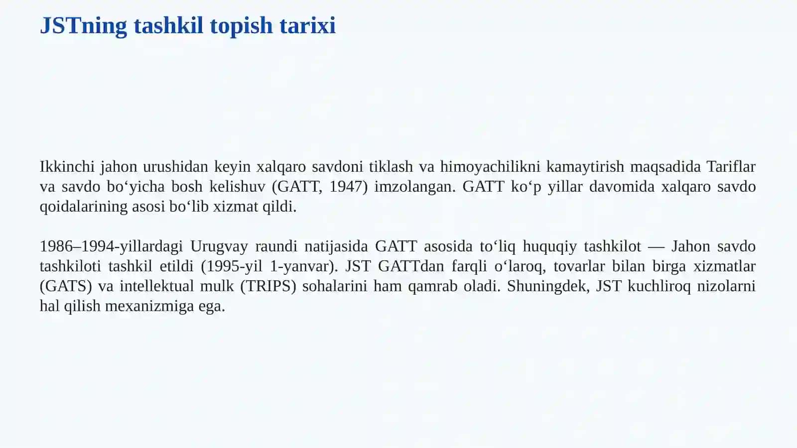 Jahon Savdo Tashkiloti Maqsadlari, Faoliyati va O‘zbekistonning A’zolik Jarayoni 3