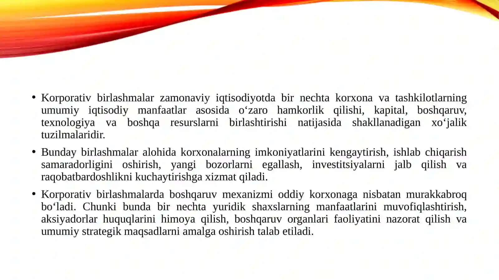 Korporativ birlashmalar va ularda korporativ boshqaruv mexanizmi 3