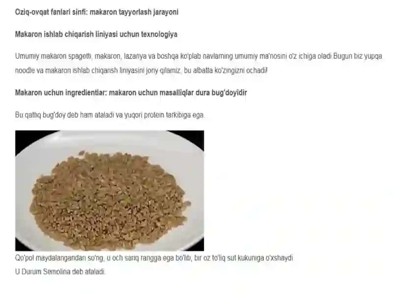 Makaron mahsuloti ishlab chiqarish texnologiyasi 3