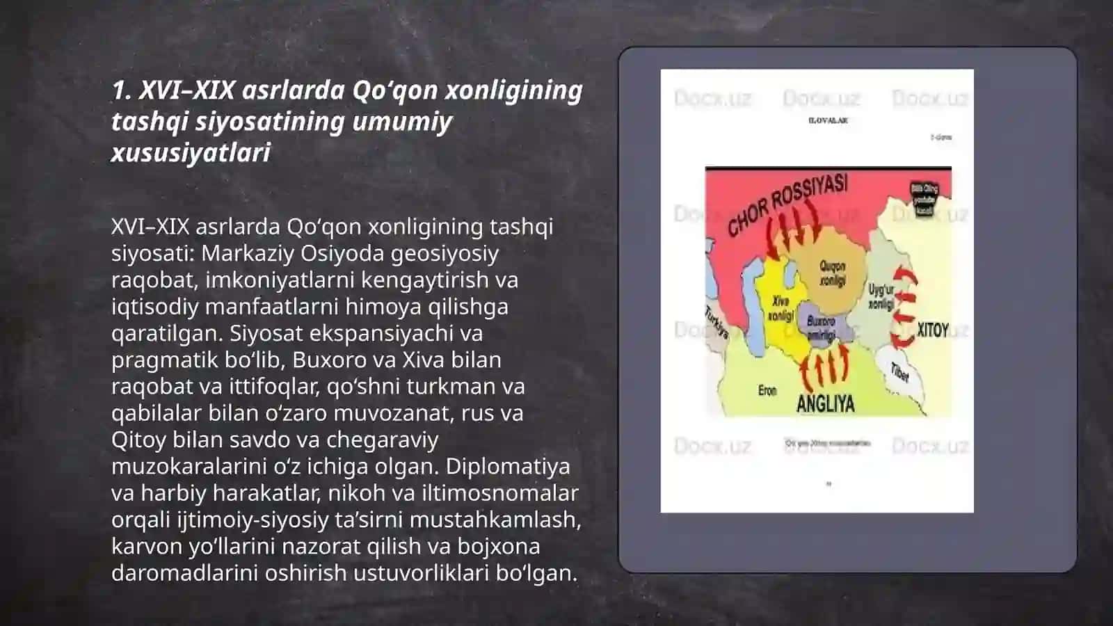 XVI-XIX Asrlarda Qo'qon xonligining diplomatik aloqalari 3