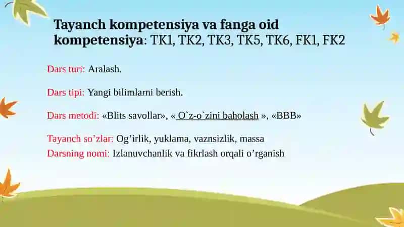 "Jismogʻirliginingharakatturigabogʻliqligi" DARS ISHLANMASI 3
