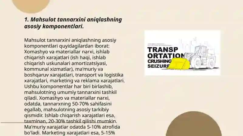 Xalqaro texnika bozorlari uchun mahsulot tannarxi hisob-kitobi 3