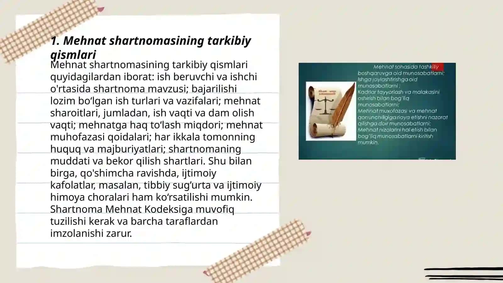 Tashkiliy hujjatlar. Mehnat va shartnoma bitimi 3
