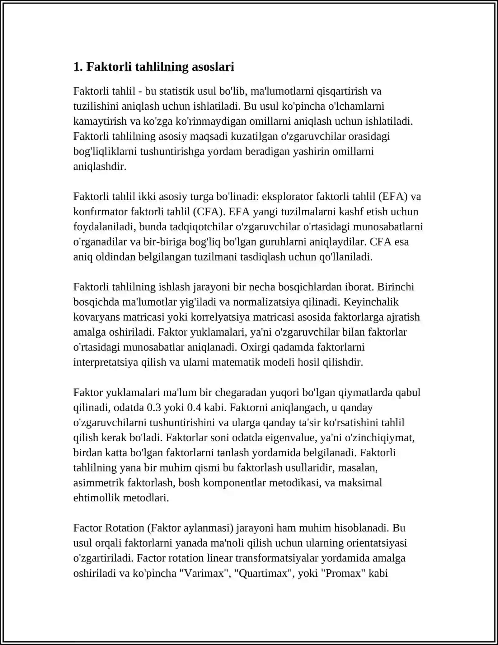 FAKTORLI TAHLIL KOʻP TOMONLAMA ISHLOV BERISH KLASTER TAHLIL HAQIDA 3