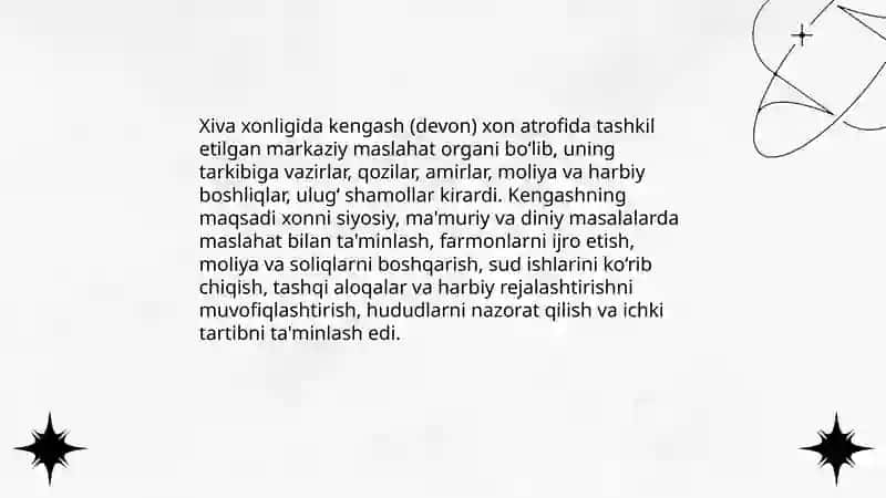 Xiva xonligida kengash devon tarkibi va foaliyati 3