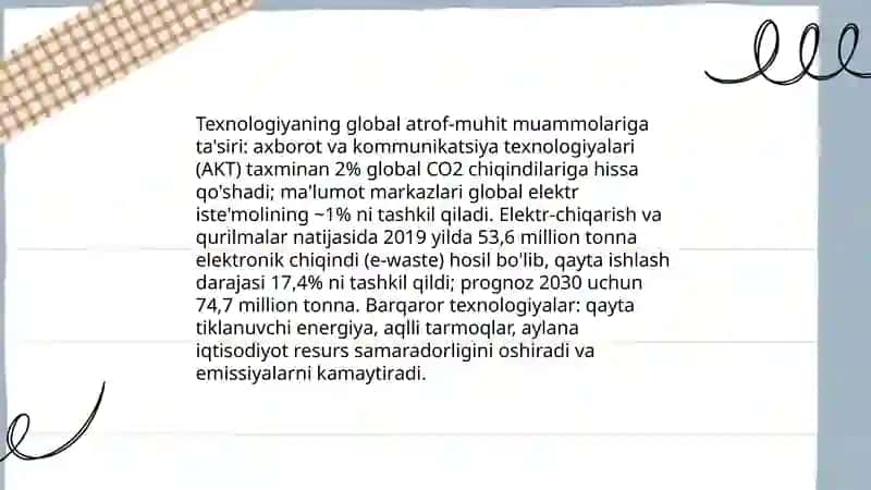 Texnika global muammolar doirasida va texnikani insoniylashtirish va texnik qadriyatlar 3