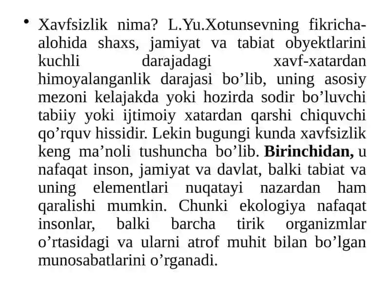 Ekologik xavfsizlik va barqaror rivoljlanish 3