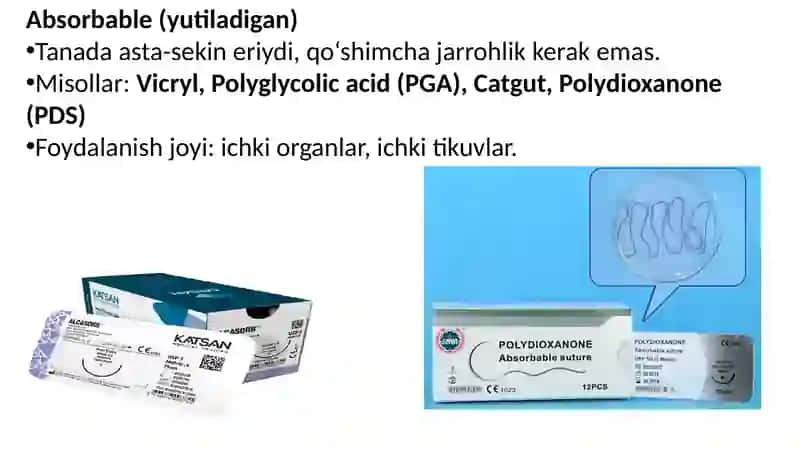 MAVZU:Zamonaviy tikuv materiallari. sterilizatsiya oldi tayorgarligi va sterilizatsiya sfatini aniqlash usullari 3