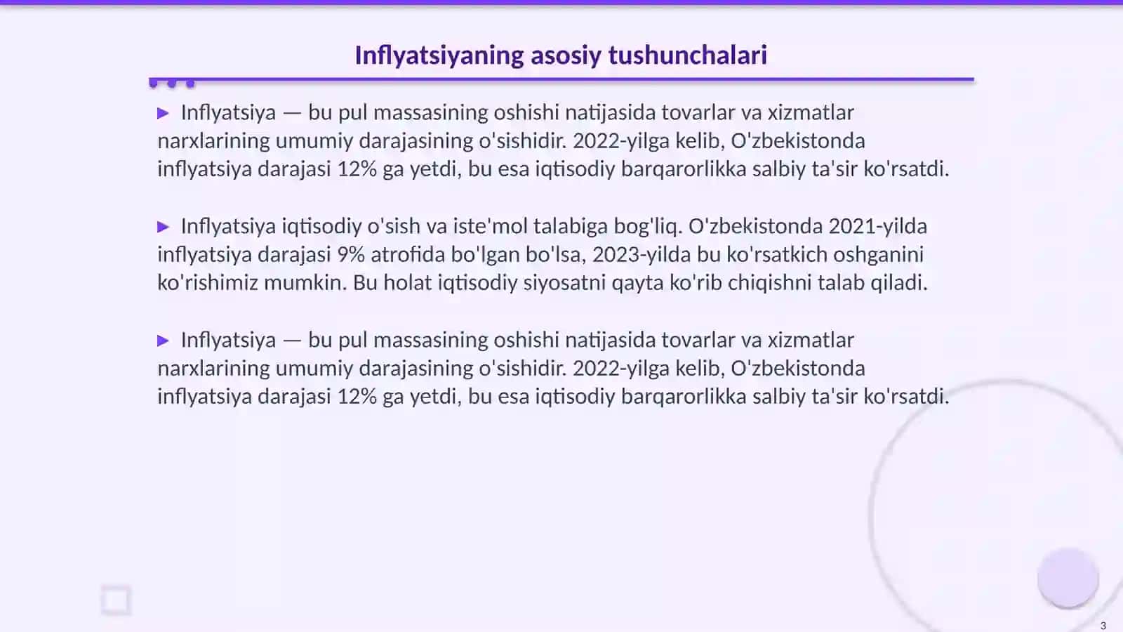 inflyatsiya va uning namoyon bólish turlari 3