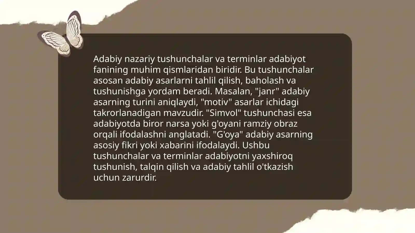 Adabiy-nazariy tushunchalarni oʻrganish.Asarlar yuzasidan savol-javob topshiriqlar ustida ishlash yoʻllari 3